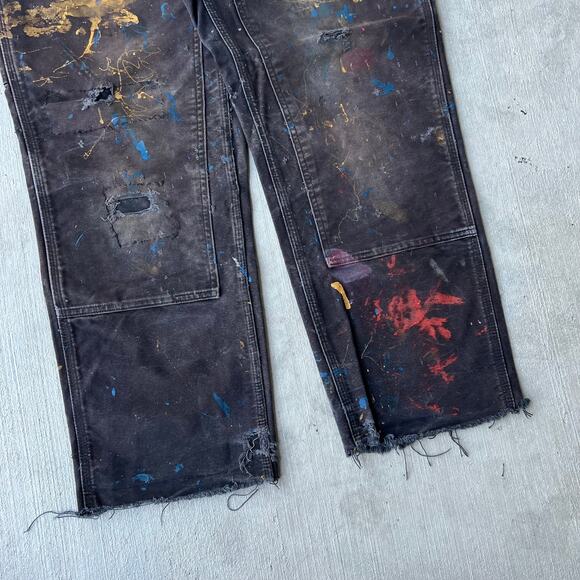 Vintage Y2K Carhartt faded black double knee work wear carpenter pants - Picture 3 of 10